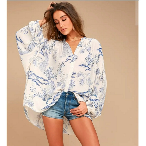 Free People Tops - Free People Metallic Blooms Blouse